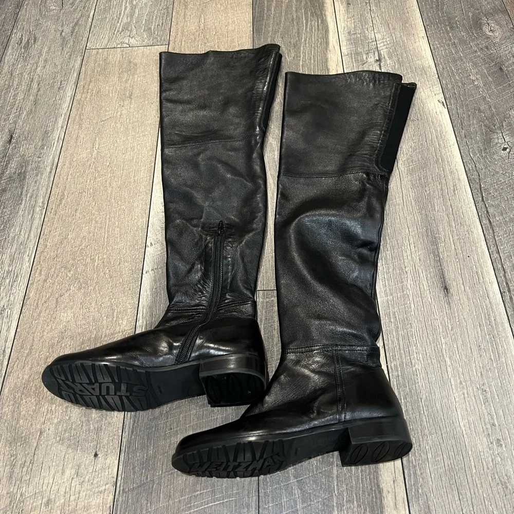 Stuart Weitzman black leather Hilo over the knee boots